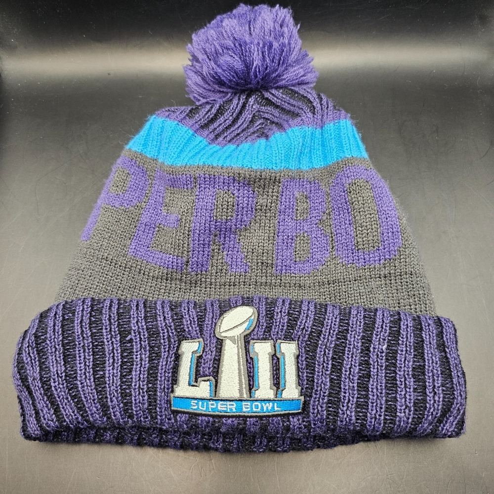 New Era NFL Superbowl LIII Minnesota Cuffed Beanie Knit Hat Gray/Purple